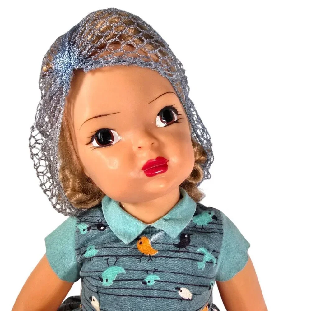 Terri Lee Doll 1950s Blonde Saran Wig Party Dress Bird Print 50s Vintage Baby